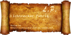 Lichtnecker Patrik névjegykártya